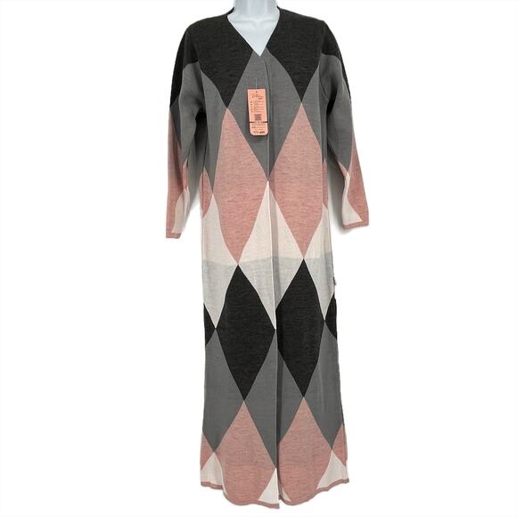 Poulrok Dresses & Skirts - Poulrok 2 pc Set Bekir Maxi Cardigan and Sweater Dress in Pink and Grey Size 8